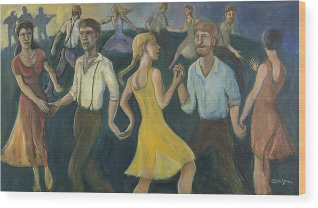 Dance Wood Print featuring the painting Dawn Dance by Laura Lee Cundiff