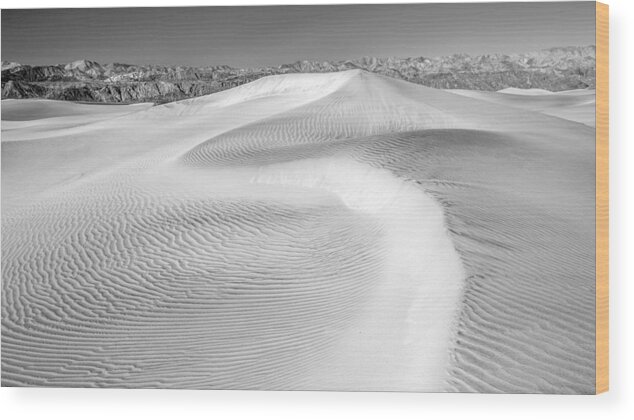 Desert Wood Print featuring the photograph Desert Sand Dunes no 2 of 3 in Black and White. by Pierre Leclerc Photography