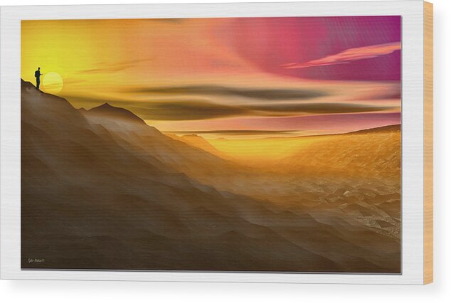 Desert Wood Print featuring the digital art Desert Sunset by Tyler Robbins