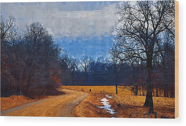 Country Wood Print featuring the painting Dirt Road by Kirt Tisdale