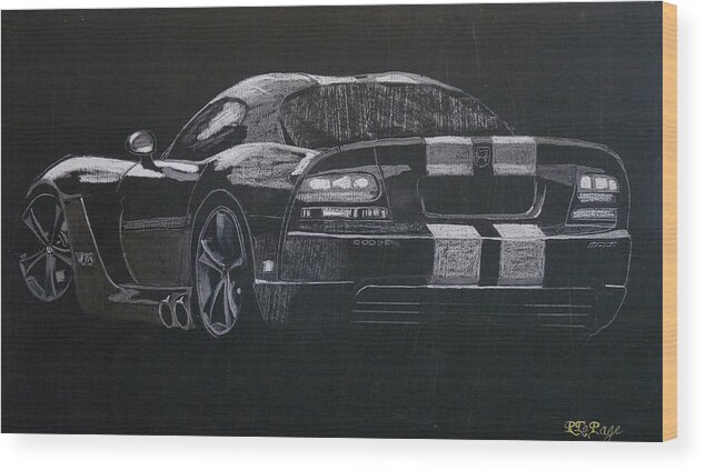 Dodge Wood Print featuring the painting Dodge Viper by Richard Le Page