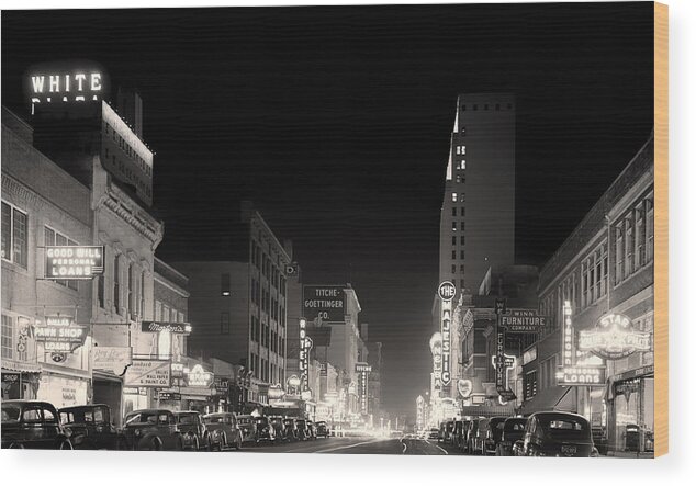 Dallas Wood Print featuring the photograph Downtown Dallas 1942 by Mountain Dreams