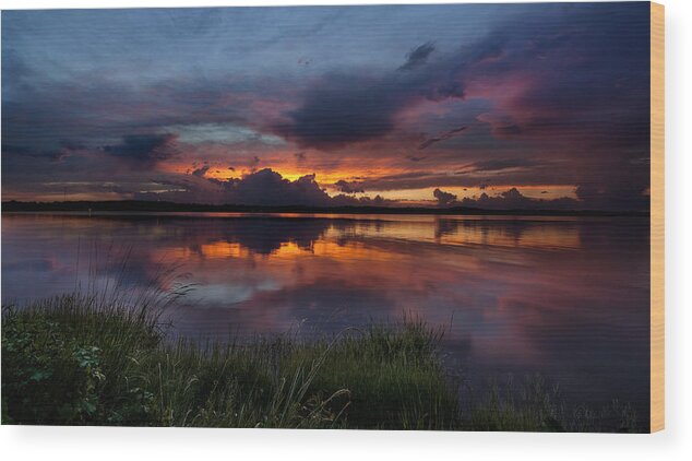 Sunset Wood Print featuring the photograph Dramatic Sunset At The Lake by Todd Aaron