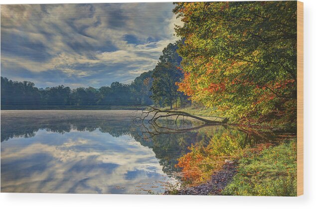 Autumn Wood Print featuring the photograph Early Autumn at Caldwell Lake by Jaki Miller