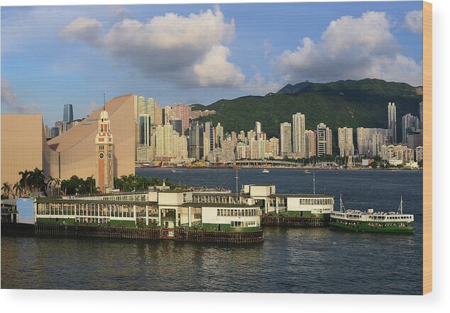 Built Structure Wood Print featuring the photograph Ferry Pier, Hong Kong, 2013 by Joe Chen Photography