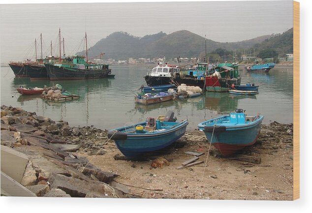 Boat Wood Print featuring the photograph Fishing Boats - Hong Kong by Ian McAdie
