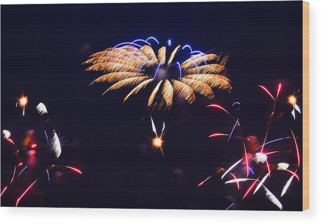 Fireworks Wood Print featuring the photograph Flower Fireworks by Sandi OReilly