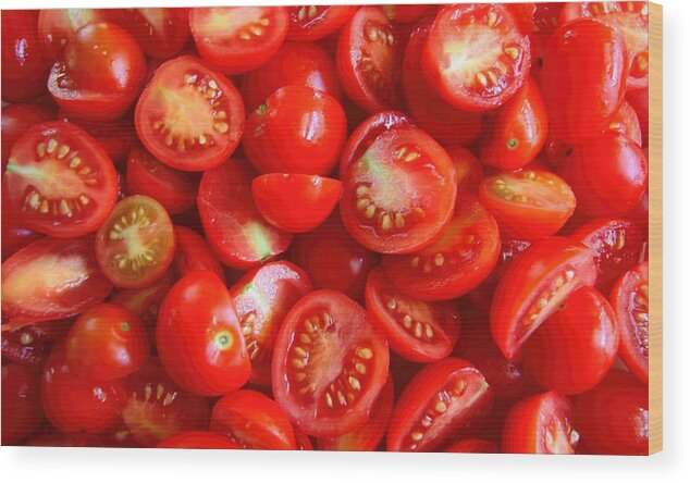 Food Wood Print featuring the photograph Fresh Red Tomatoes by Amanda Stadther