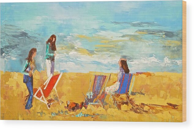 Beach Wood Print featuring the photograph Friends at the beach by Dale Gurvis