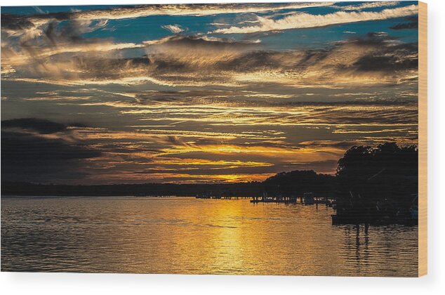 Sunset Wood Print featuring the photograph Golden Sunset by David Downs
