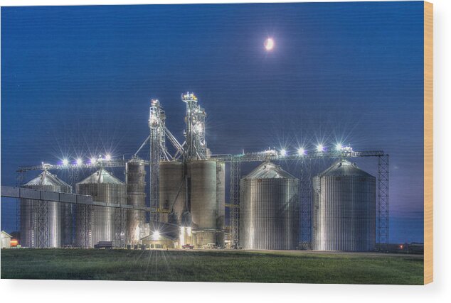 Grain Processing Plant Wood Print featuring the photograph Grain Processing Plant by Paul Freidlund