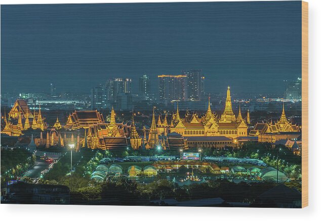 Built Structure Wood Print featuring the photograph Grand Palace & Temple by Pornpisanu Poomdee