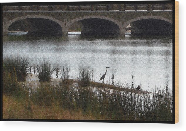 Heron Wood Print featuring the photograph Great Blue Heron by Ellen Tully