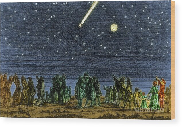 Science Wood Print featuring the photograph Halleys Comet 1682 by Science Source