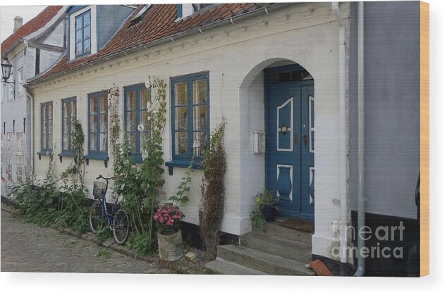 House Wood Print featuring the photograph House with blue door by Susanne Baumann