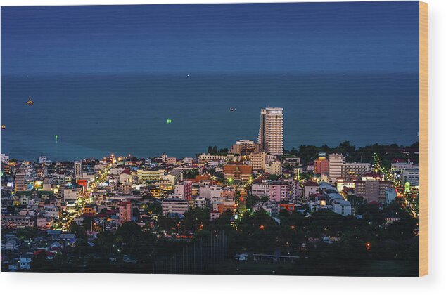 Tranquility Wood Print featuring the photograph Hua Hin Cityscape by Kwanchai k Photograph