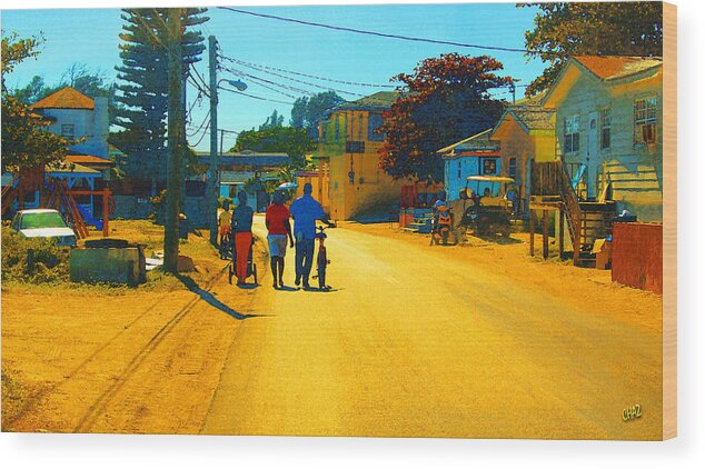 Island Paintings Wood Print featuring the painting Island Life 8 - Village Road by CHAZ Daugherty