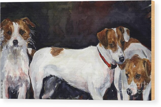 Jack Russell Terriers Wood Print featuring the painting Jack Trio by Molly Poole