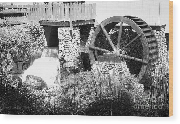 Jenney Mill Wood Print featuring the photograph Jenney Mill in black and white by Carol Lynn Coronios