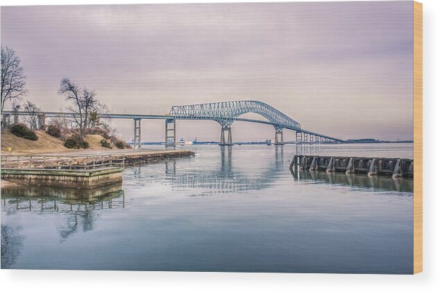 11.5 Wood Print featuring the photograph Key Bridge In Winter by Traveler's Pics