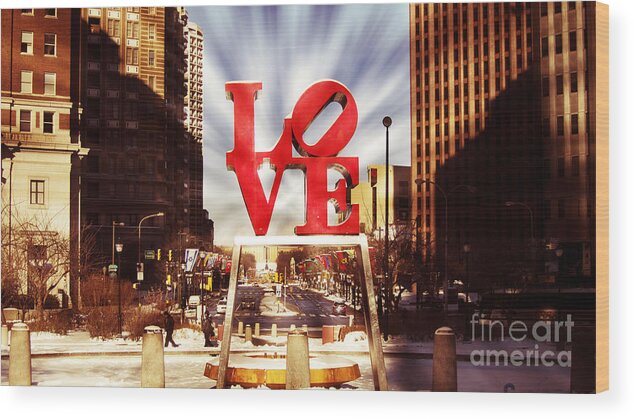 John F. Kennedy Wood Print featuring the photograph Love-Philly V7 by Douglas Barnard