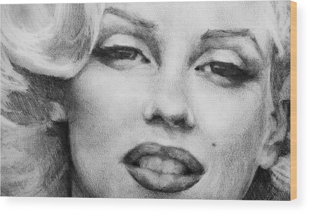 Marilyn Monroe Wood Print featuring the painting Marilyn Monroe - Close Up by Jani Freimann