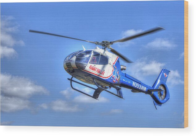 Eurocopter Wood Print featuring the photograph Medevac Helicopter 002 by Phil And Karen Rispin