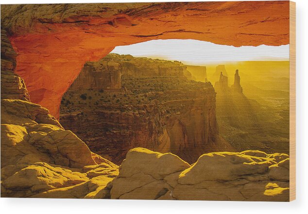 Mesa Arch Wood Print featuring the photograph Mesa Arch sunrise by Kunal Mehra