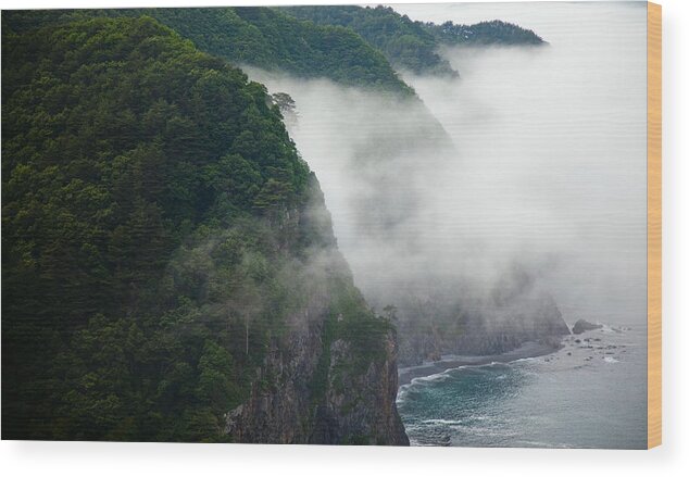 Cloud Wood Print featuring the photograph Mist over Kitayamazaki by Brad Brizek