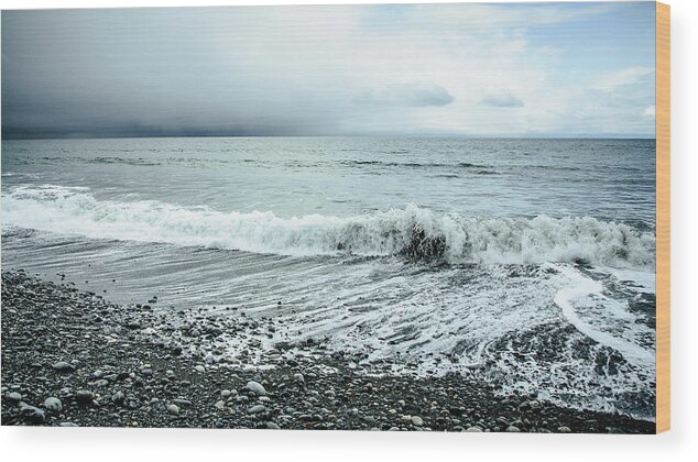 Beach Wood Print featuring the photograph Moody Shoreline French Beach by Roxy Hurtubise