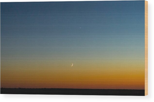 Moon & Venus I Wood Print featuring the photograph Moon and Venus I by Marco Oliveira