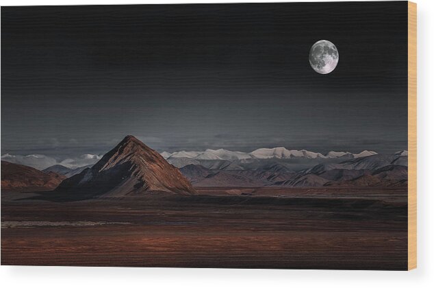 Moon Wood Print featuring the photograph Moon Night by Selinos