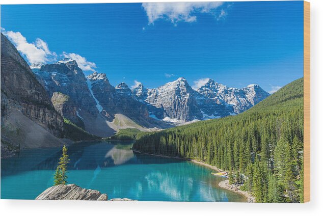Photography Wood Print featuring the photograph Moraine Lake At Banff National Park by Panoramic Images