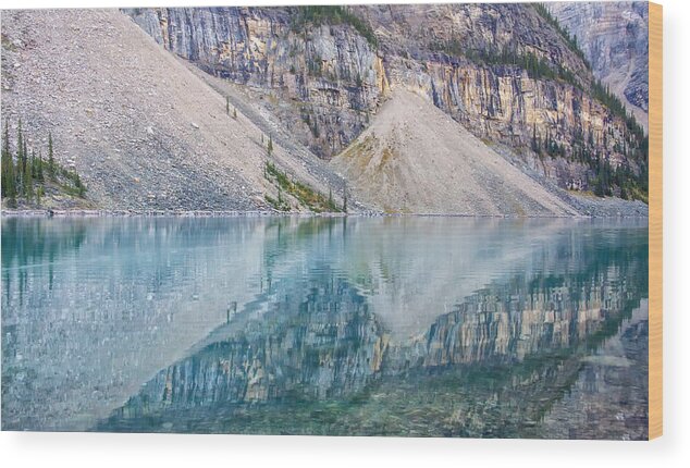 Canadian Rockies Wood Print featuring the photograph Moraine Lake Panorama A by Jim Dollar