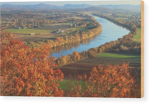 Autumn Wood Print featuring the photograph Mount Sugarloaf Connecticut River Autumn by John Burk