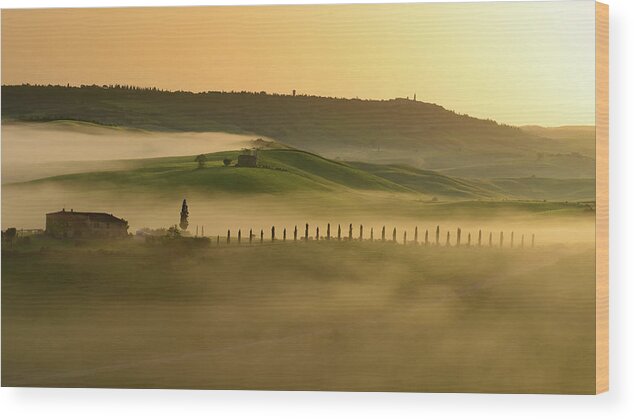Tranquility Wood Print featuring the photograph Mystic Tuscany by Mario Eder