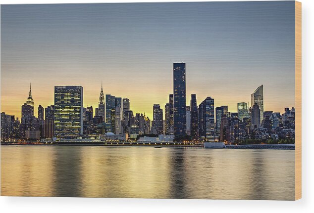 New York City Skyline Wood Print featuring the photograph New York City Dusk Colors by Susan Candelario