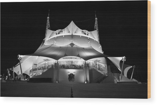 Fine Art Photography Wood Print featuring the photograph Night at the Circus panoBW by David Lee Thompson