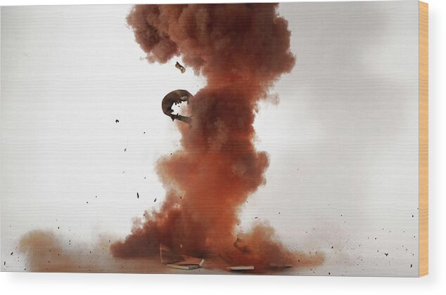 Chemical Wood Print featuring the photograph Nitrogen Triiodide Detonating (4 Of 4) by Science Photo Library
