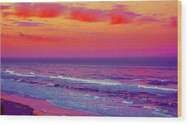 Seascape Wood Print featuring the painting Ocean Sunset 1 by CHAZ Daugherty