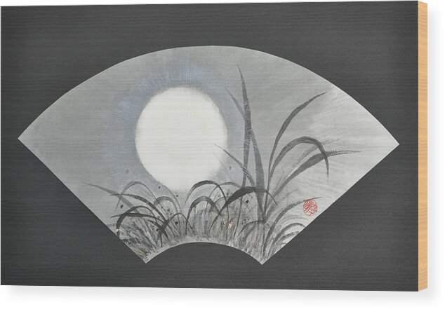 Japanese Wood Print featuring the painting October Moonviewing by Terri Harris