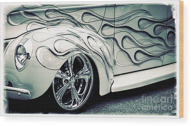 Car Wood Print featuring the photograph On Fire by Perry Webster