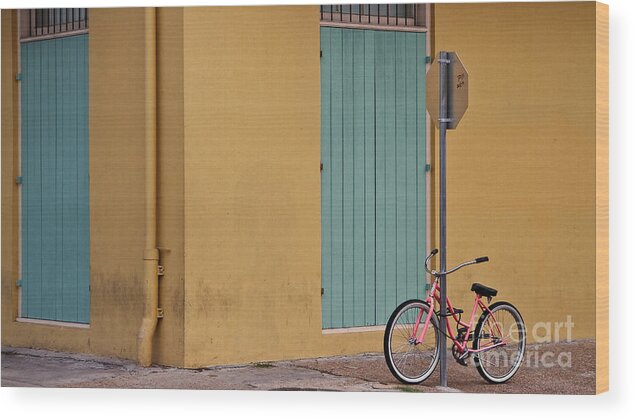 New Orleans Wood Print featuring the photograph Pink Bike New Orleans by Jarrod Erbe