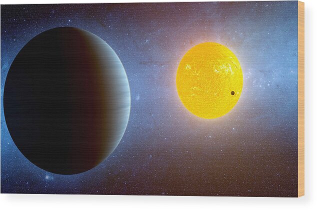 Moon Wood Print featuring the photograph Planet Kepler10 Stellar Family Portrait by Movie Poster Prints