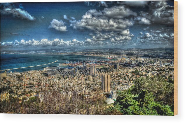 Haifa Wood Print featuring the photograph Port of Haifa HDR by David Morefield