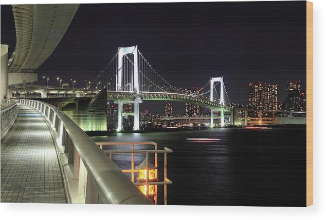 Tranquility Wood Print featuring the photograph Rainbow Bridge Tokyo by Krzysztof Baranowski