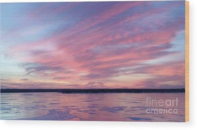 Branched Oak Lake Wood Print featuring the photograph Reflections in Pink by Caryl J Bohn