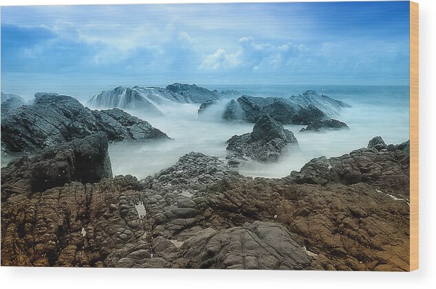 Seascape Photography Wood Print featuring the photograph Rocky Forster 0001 by Kevin Chippindall
