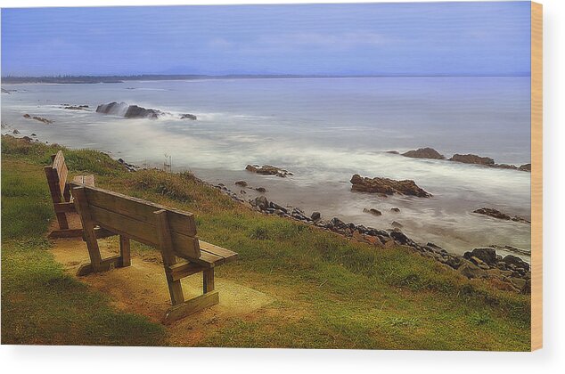 Forster Nsw Australia . Seascape Photography Forster Nsw Australia Wood Print featuring the photograph Rocky Forster 0007 by Kevin Chippindall
