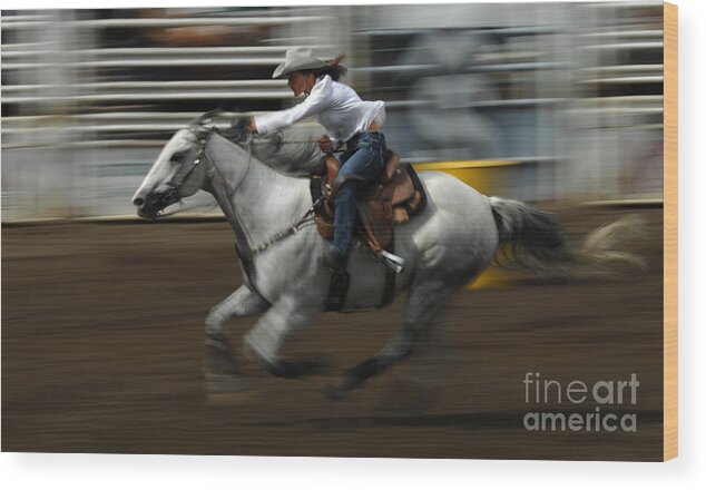 Horse Wood Print featuring the photograph Rodeo Riding A Hurricane 1 by Bob Christopher